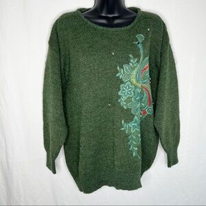 VINTAGE “Miss Helen” Wool Blend Knit Peacock Sweater